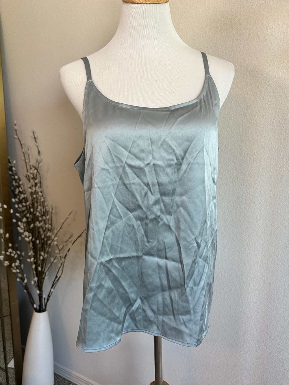 Eileen Fisher Silk Scoop Neck Cami in Soft Blue-Grey